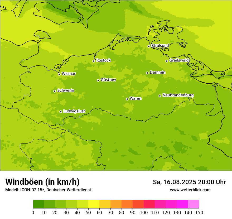 Modellkarten Windgeschwindigkeit