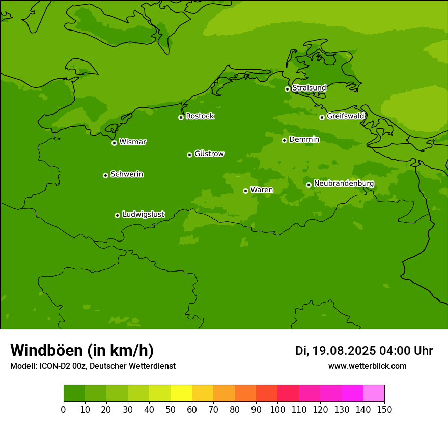 Modellkarten Windgeschwindigkeit