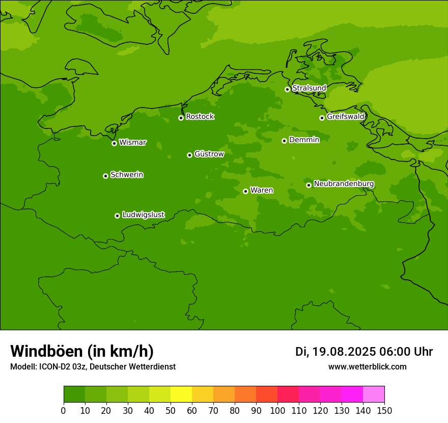 Modellkarten Windgeschwindigkeit