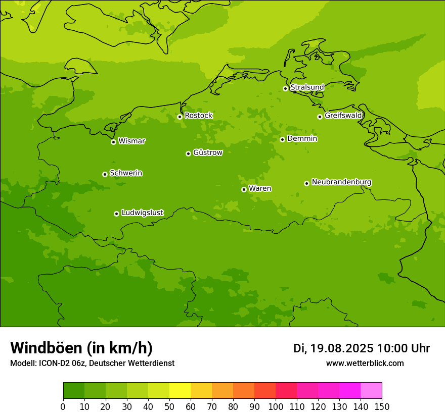 Modellkarten Windgeschwindigkeit