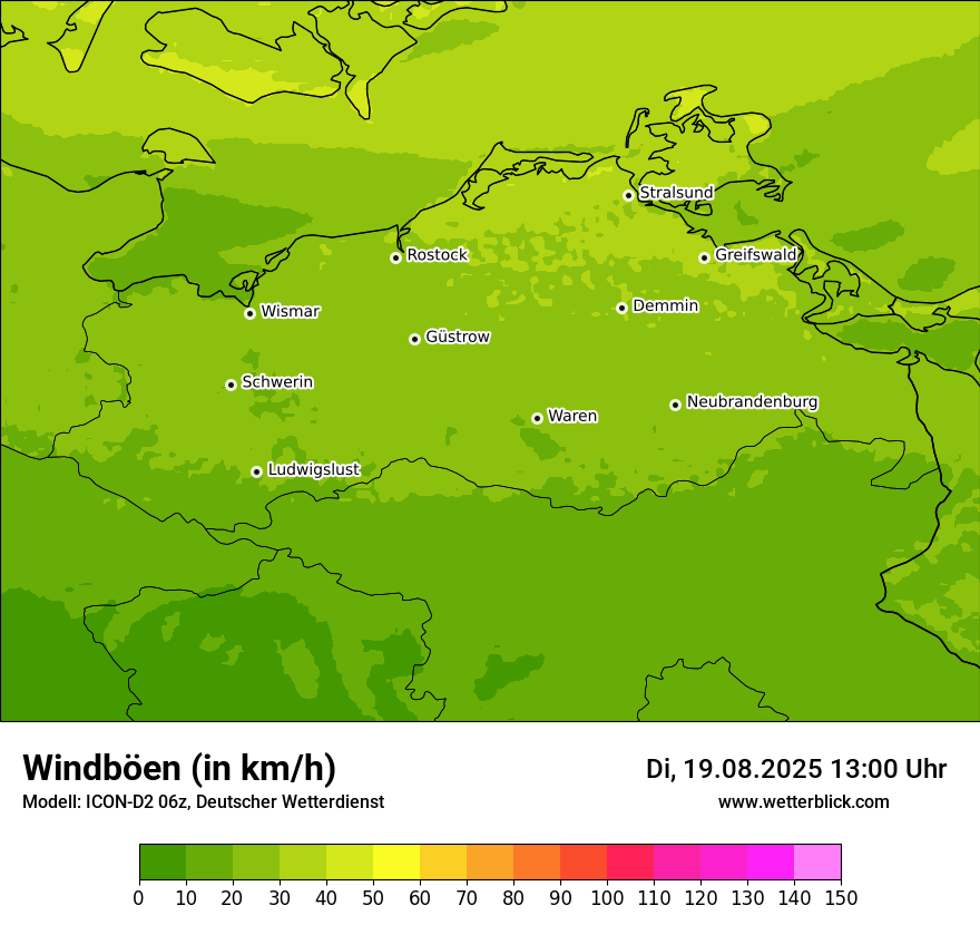 Modellkarten Windgeschwindigkeit