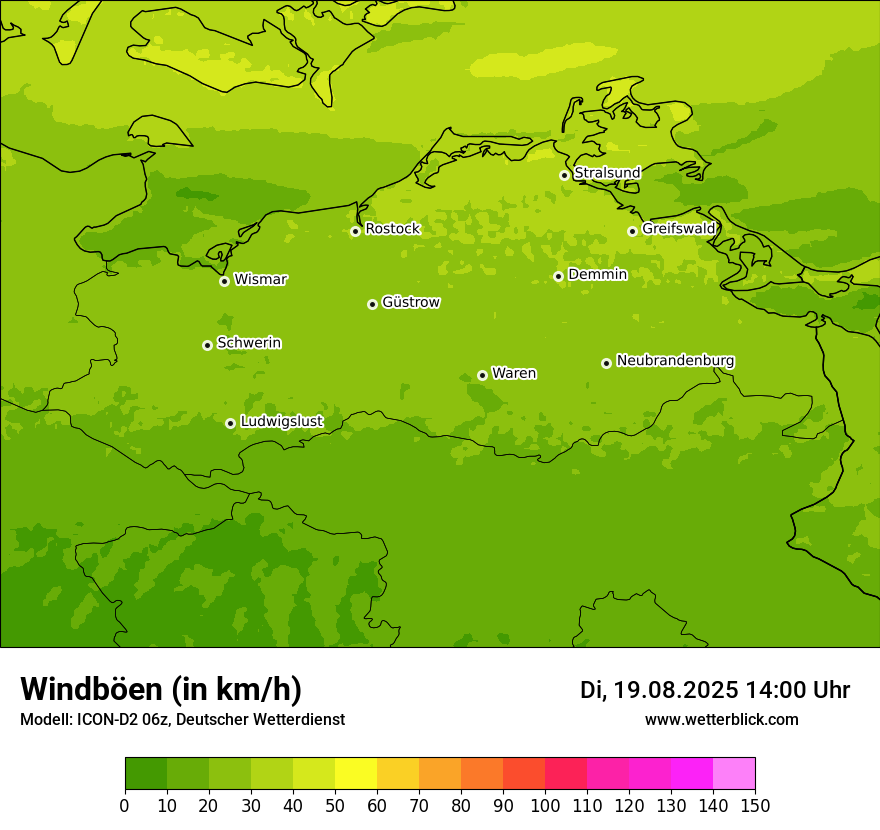 Modellkarten Windgeschwindigkeit