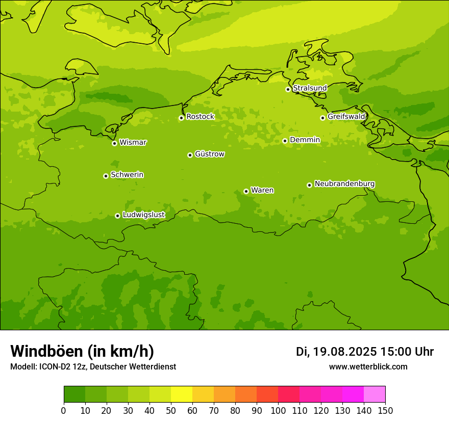 Modellkarten Windgeschwindigkeit