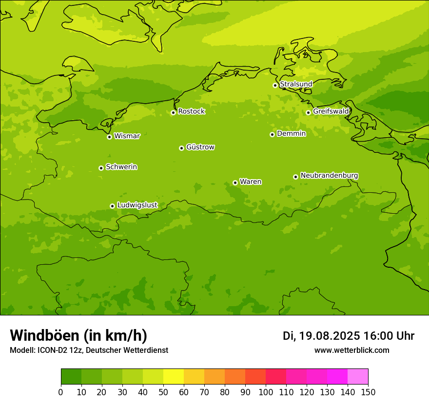 Modellkarten Windgeschwindigkeit
