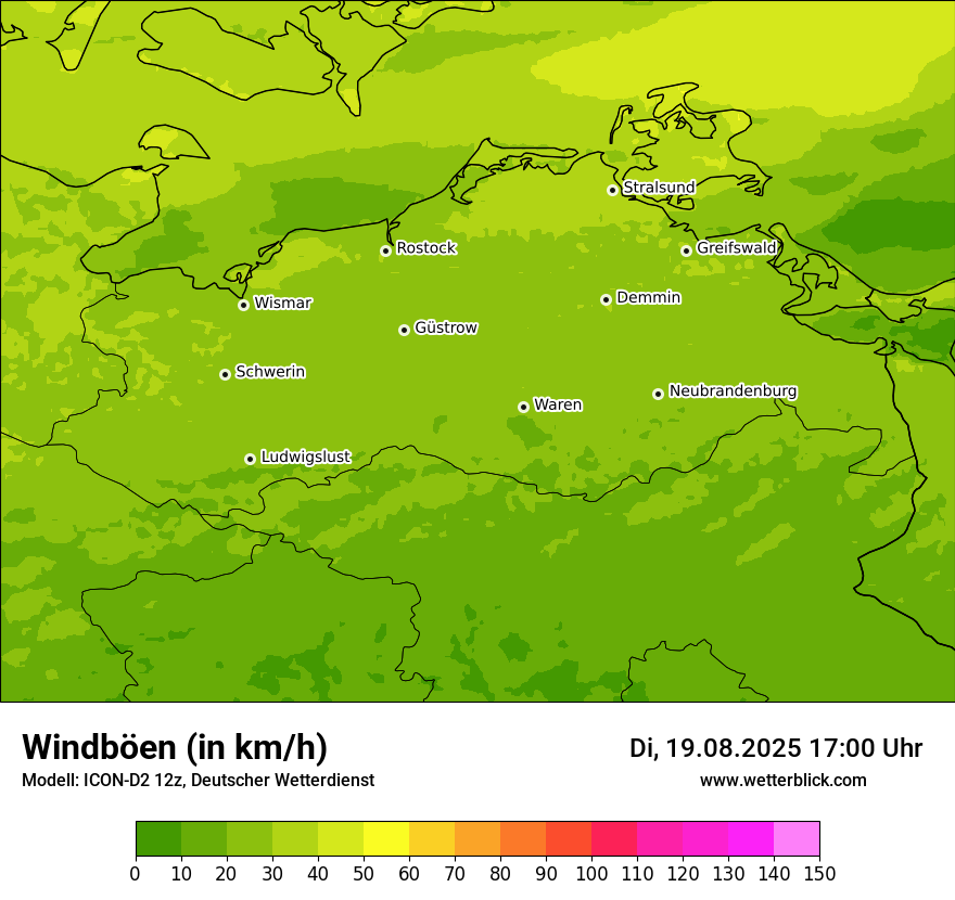 Modellkarten Windgeschwindigkeit