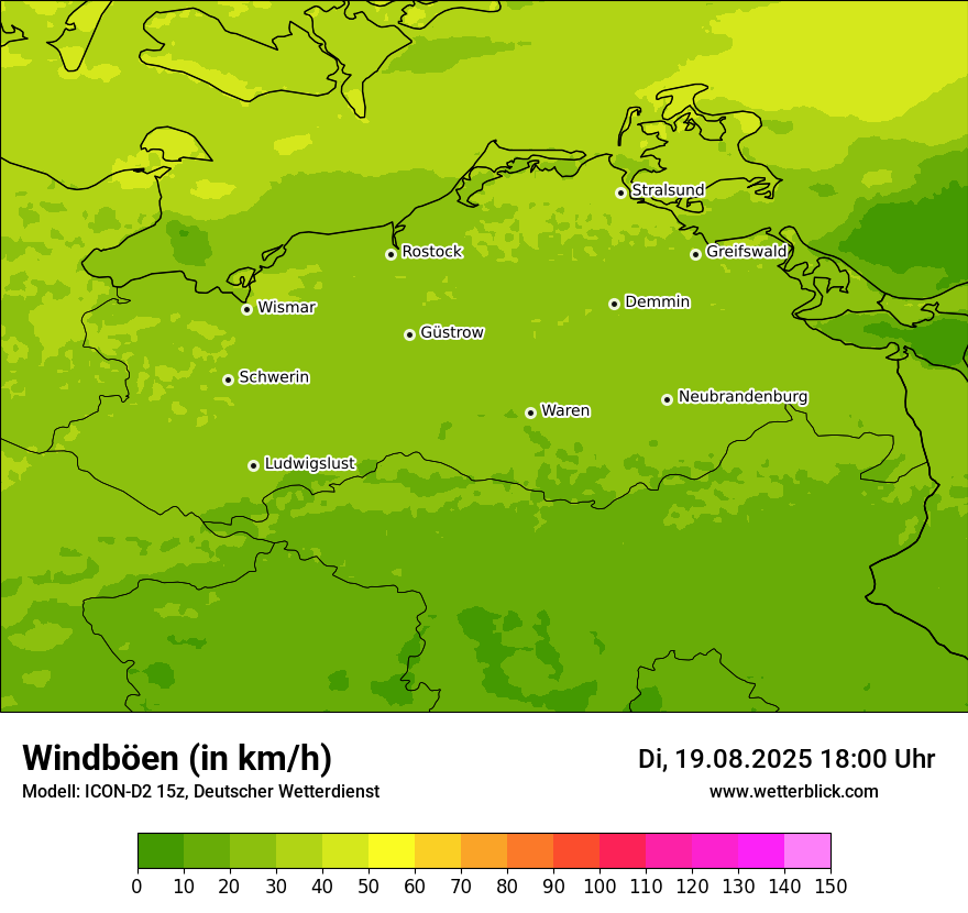 Modellkarten Windgeschwindigkeit