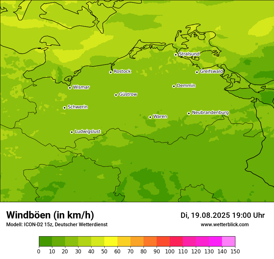 Modellkarten Windgeschwindigkeit