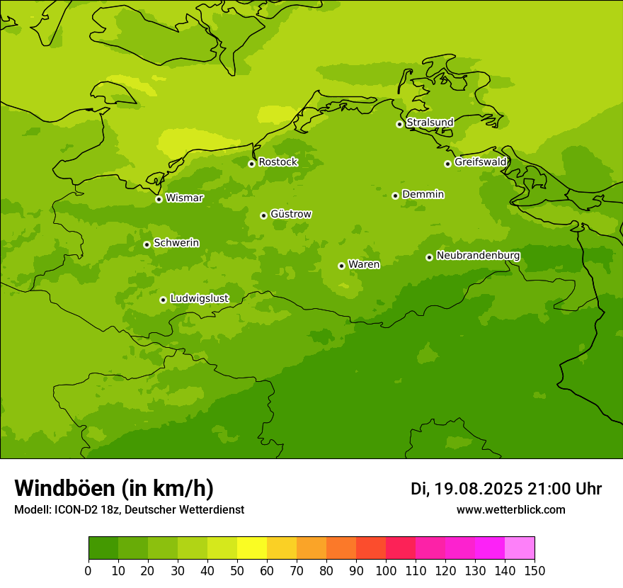 Modellkarten Windgeschwindigkeit