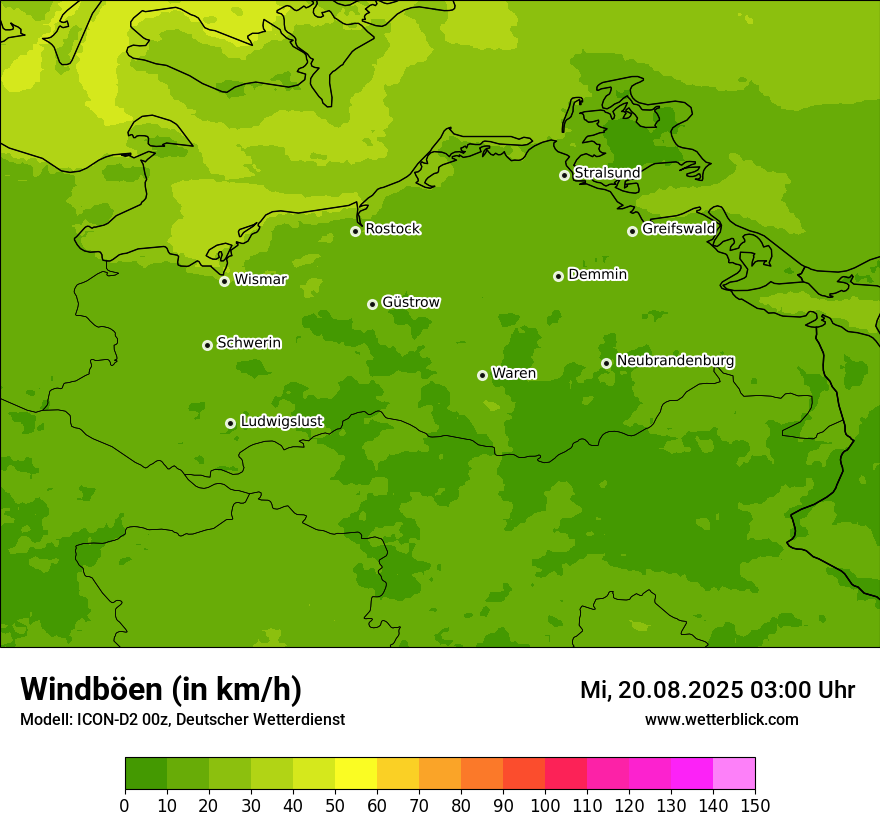 Modellkarten Windgeschwindigkeit