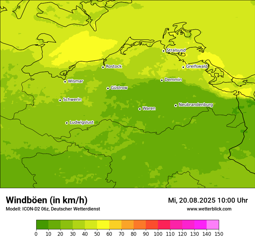 Modellkarten Windgeschwindigkeit