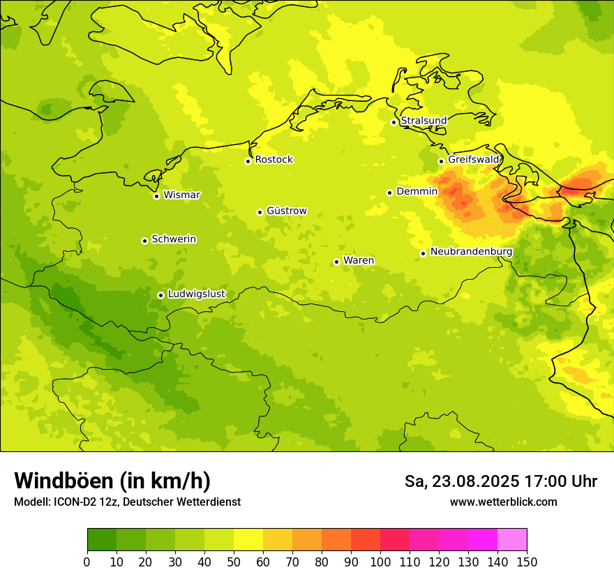 Modellkarten Windgeschwindigkeit