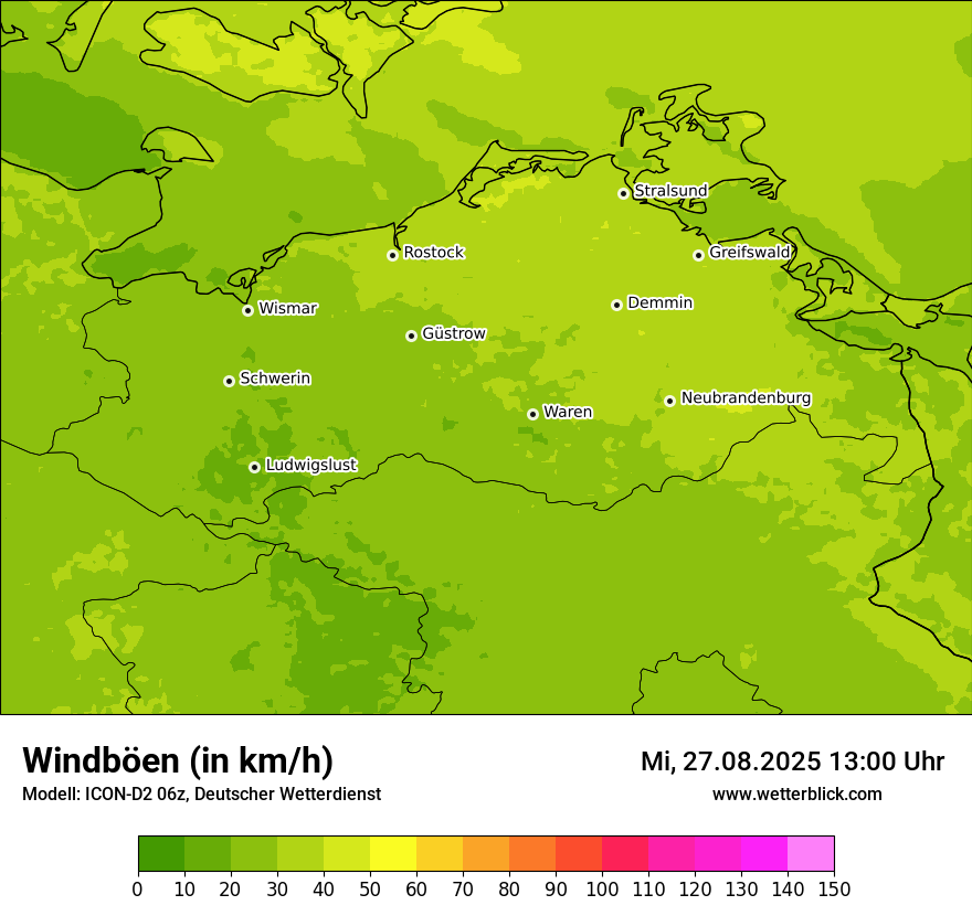 Modellkarten Windgeschwindigkeit