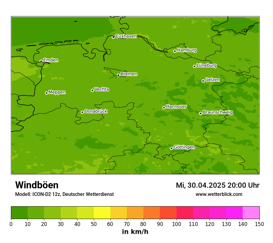 Modellkarten Windgeschwindigkeit