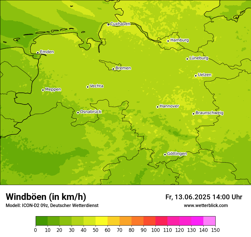 Modellkarten Windgeschwindigkeit