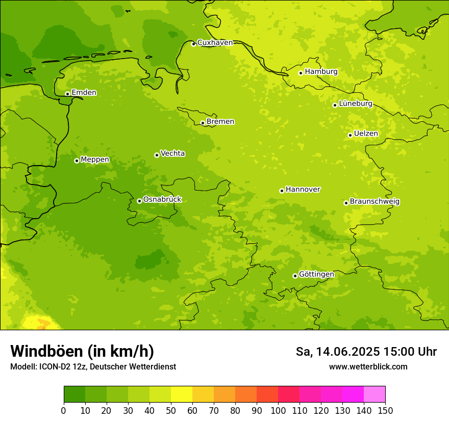 Modellkarten Windgeschwindigkeit