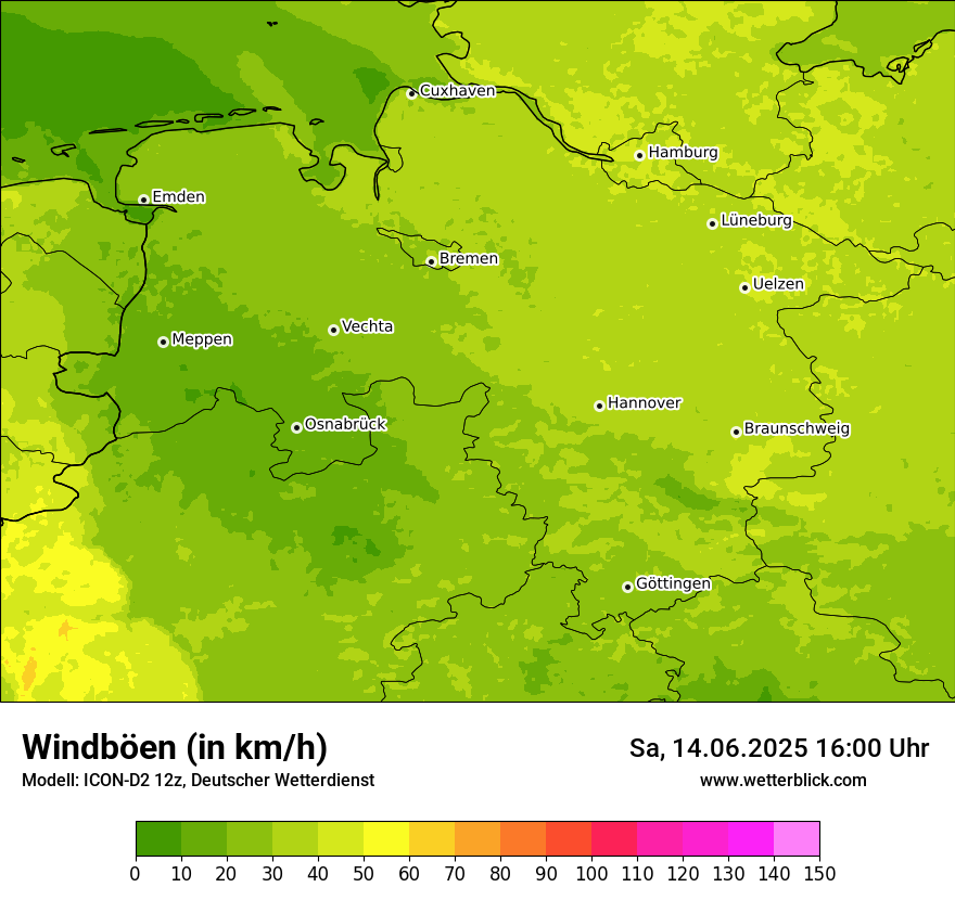 Modellkarten Windgeschwindigkeit