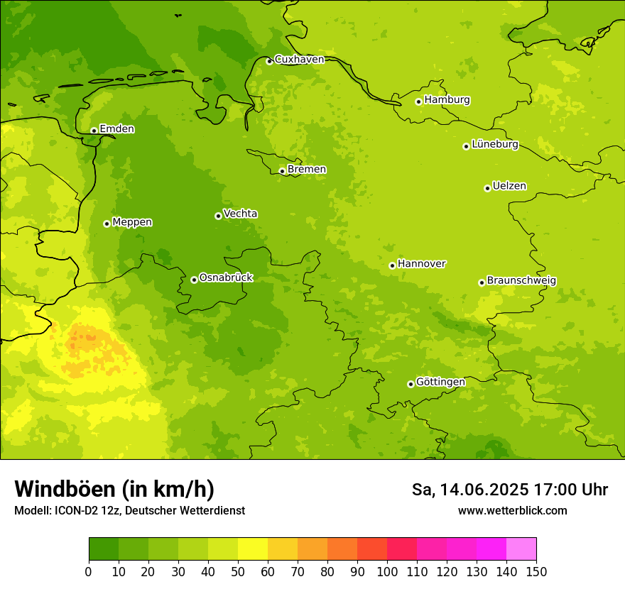 Modellkarten Windgeschwindigkeit