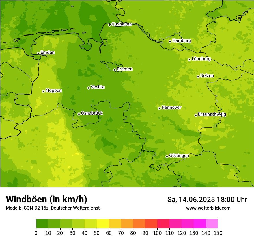 Modellkarten Windgeschwindigkeit