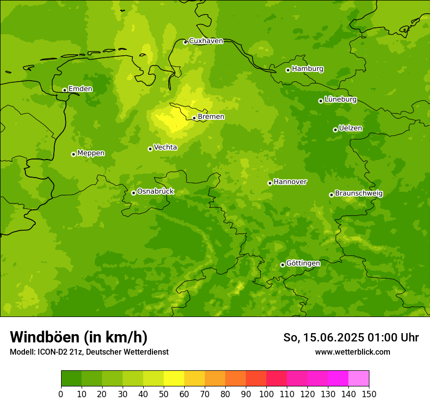 Modellkarten Windgeschwindigkeit