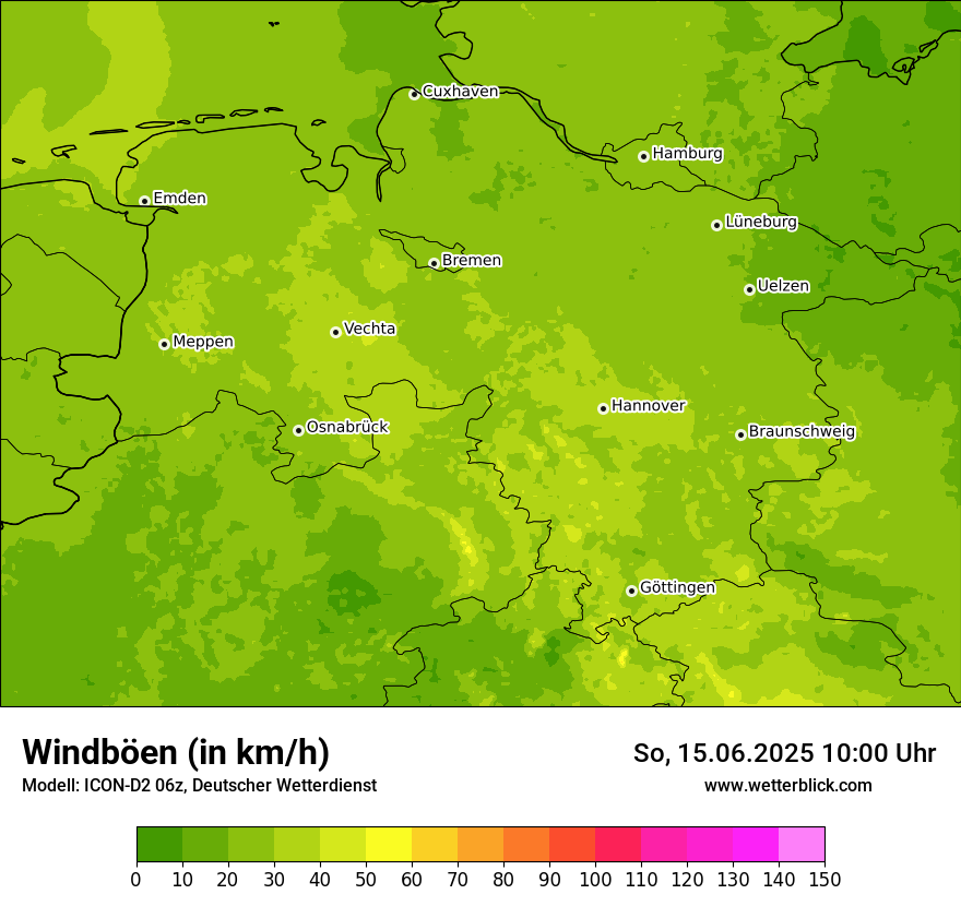 Modellkarten Windgeschwindigkeit