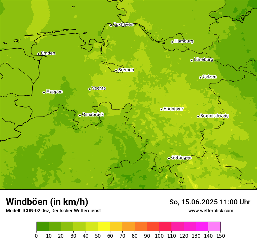 Modellkarten Windgeschwindigkeit