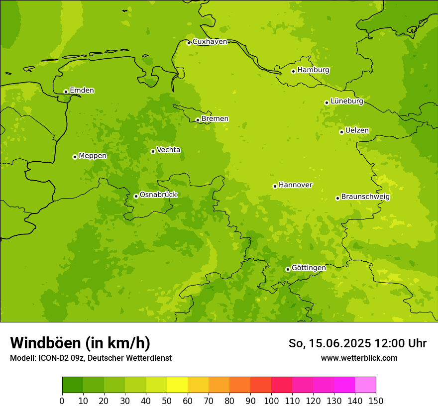 Modellkarten Windgeschwindigkeit