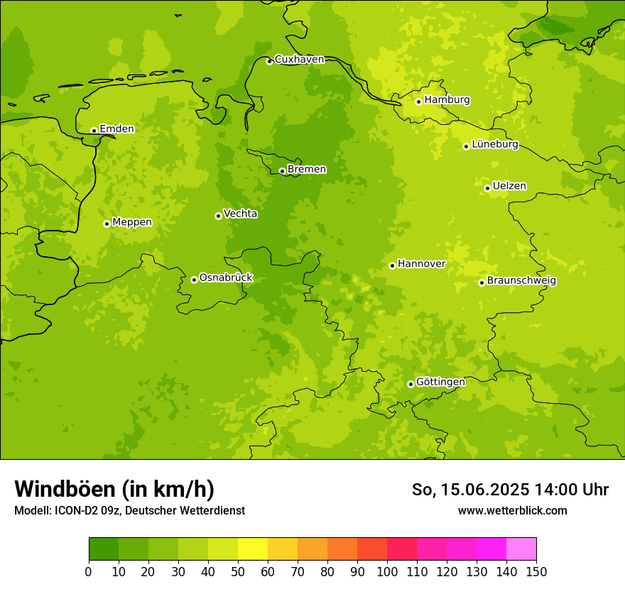 Modellkarten Windgeschwindigkeit