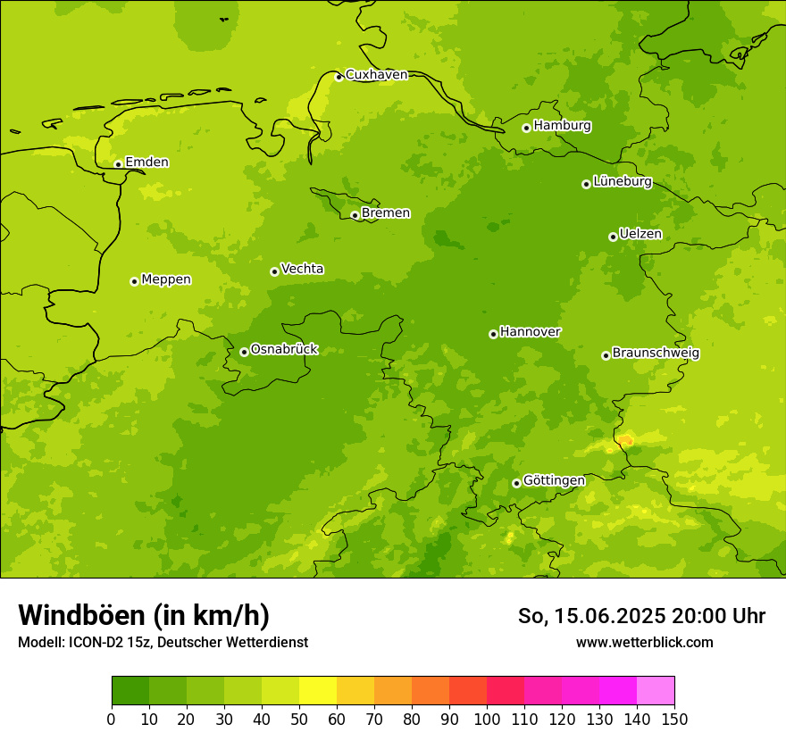 Modellkarten Windgeschwindigkeit