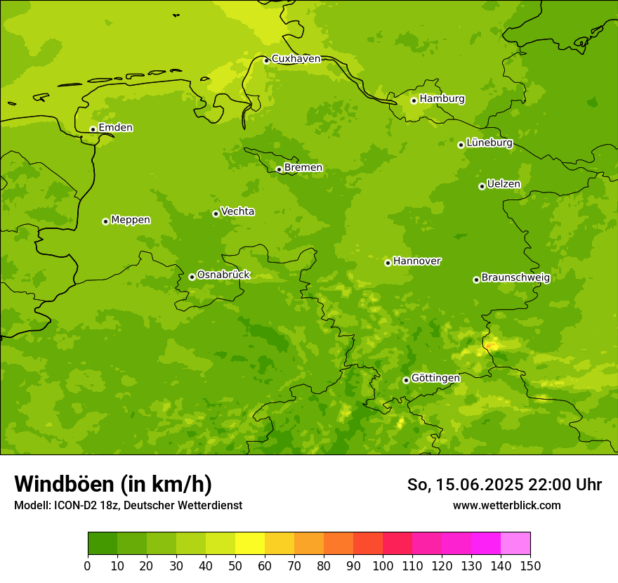 Modellkarten Windgeschwindigkeit