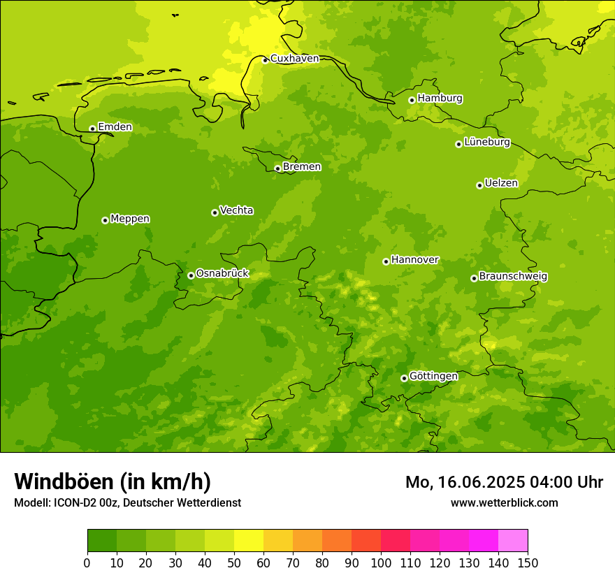 Modellkarten Windgeschwindigkeit