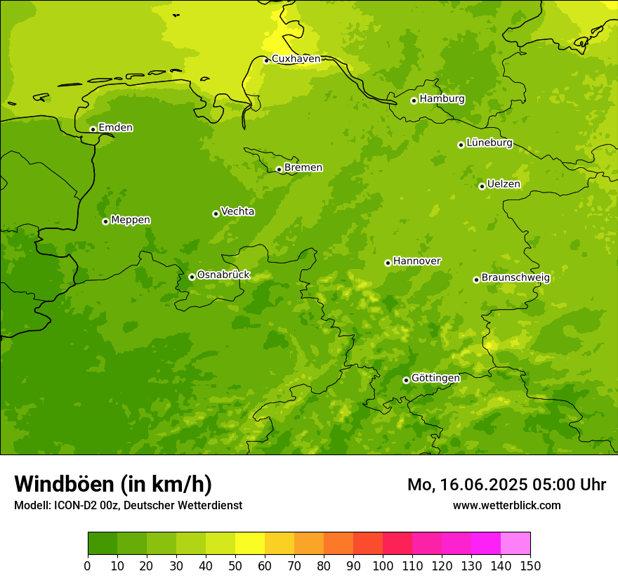 Modellkarten Windgeschwindigkeit