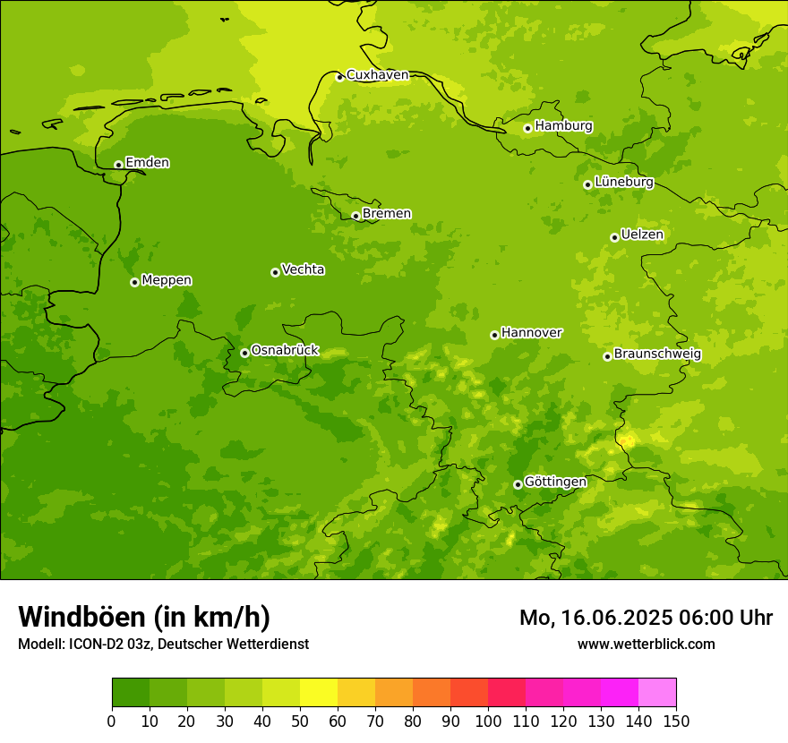 Modellkarten Windgeschwindigkeit