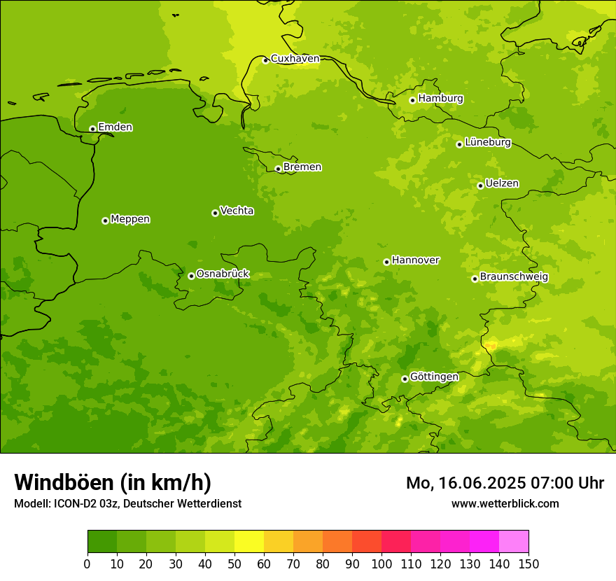 Modellkarten Windgeschwindigkeit