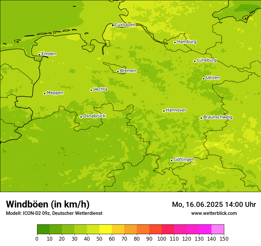Modellkarten Windgeschwindigkeit