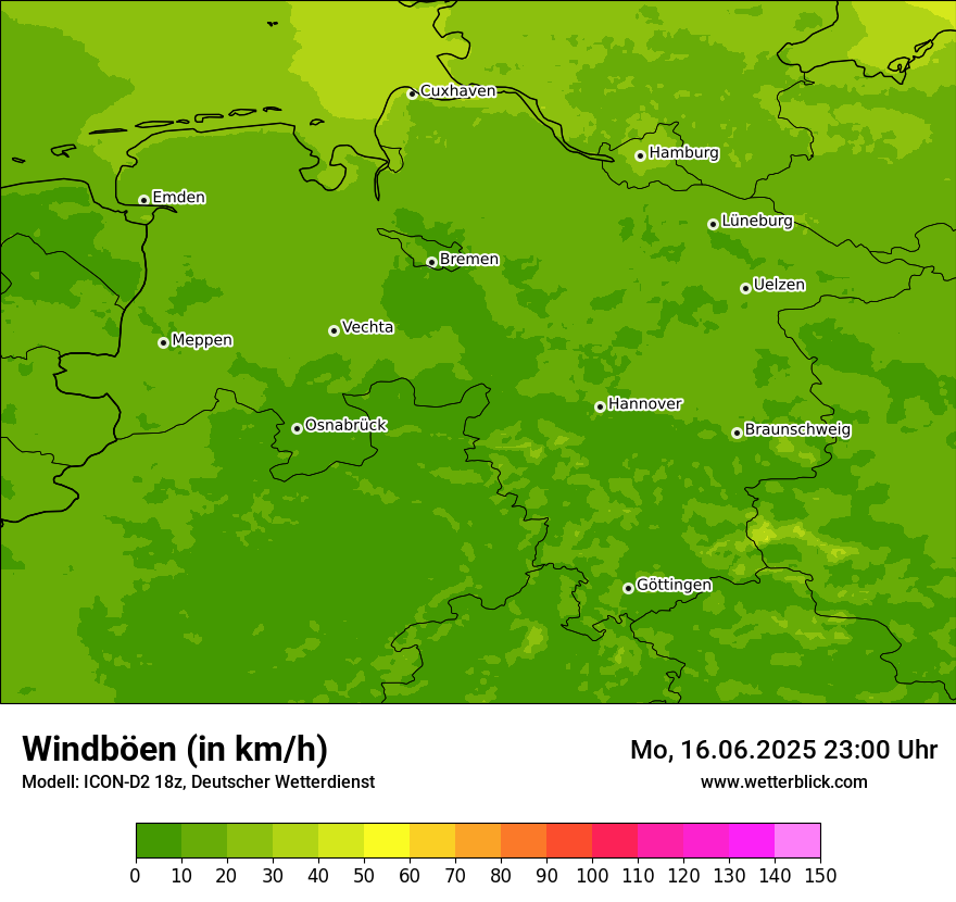 Modellkarten Windgeschwindigkeit