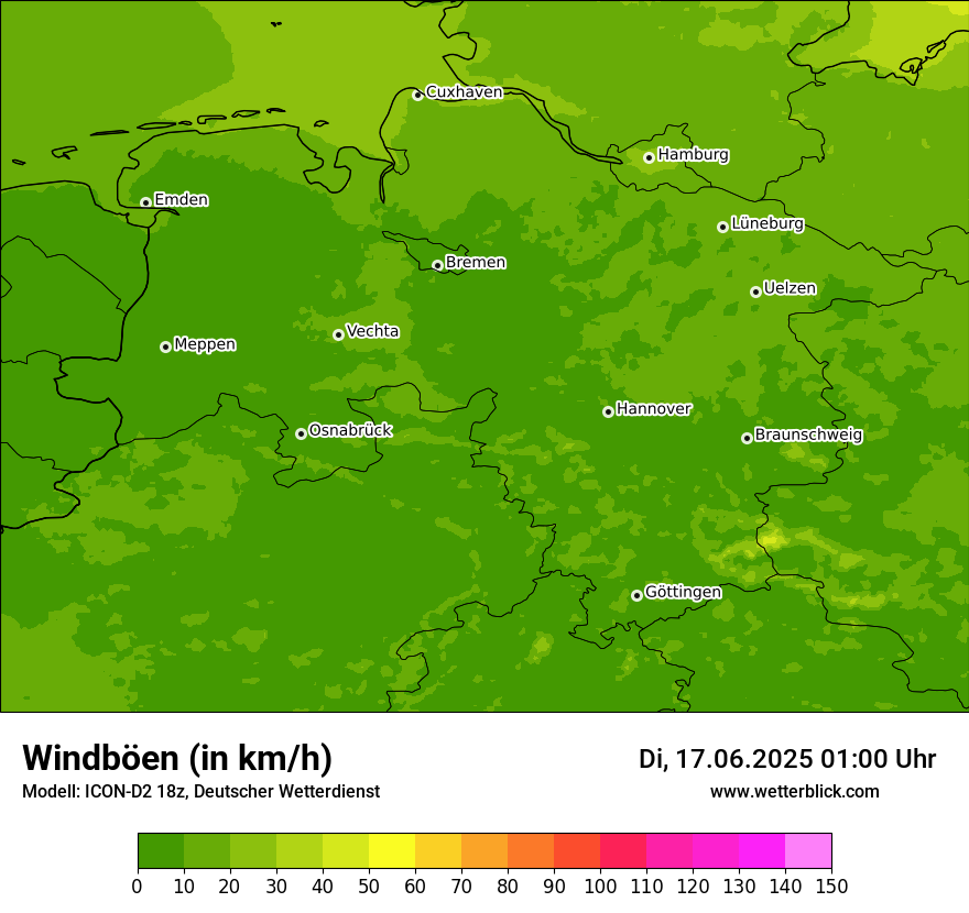 Modellkarten Windgeschwindigkeit