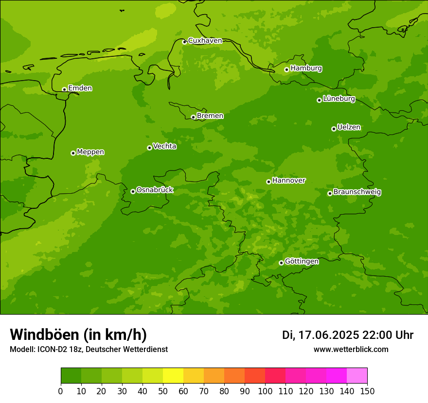 Modellkarten Windgeschwindigkeit