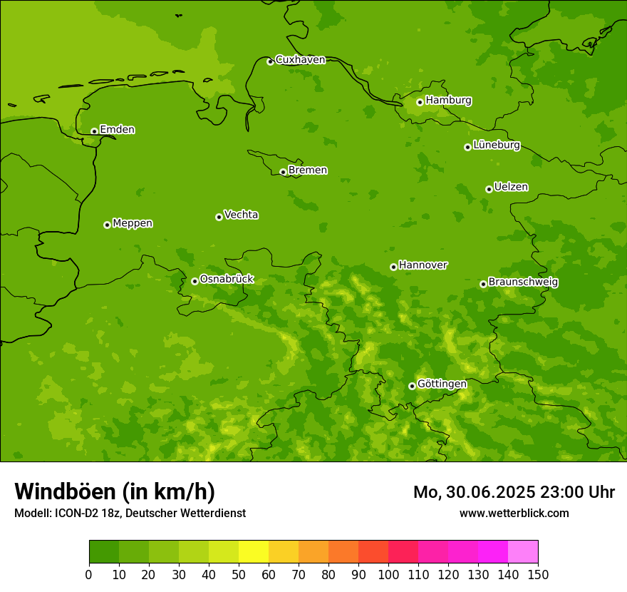 Modellkarten Windgeschwindigkeit