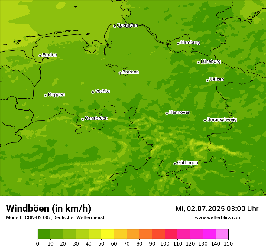 Modellkarten Windgeschwindigkeit