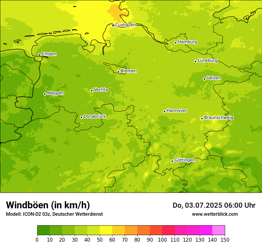 Modellkarten Windgeschwindigkeit