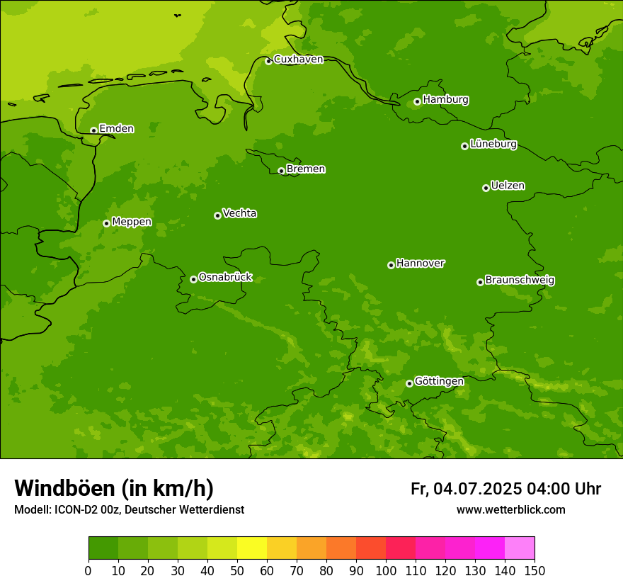 Modellkarten Windgeschwindigkeit