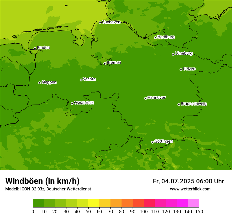 Modellkarten Windgeschwindigkeit