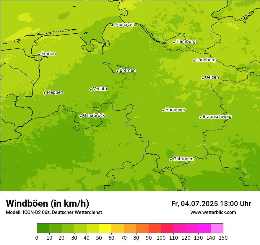 Modellkarten Windgeschwindigkeit