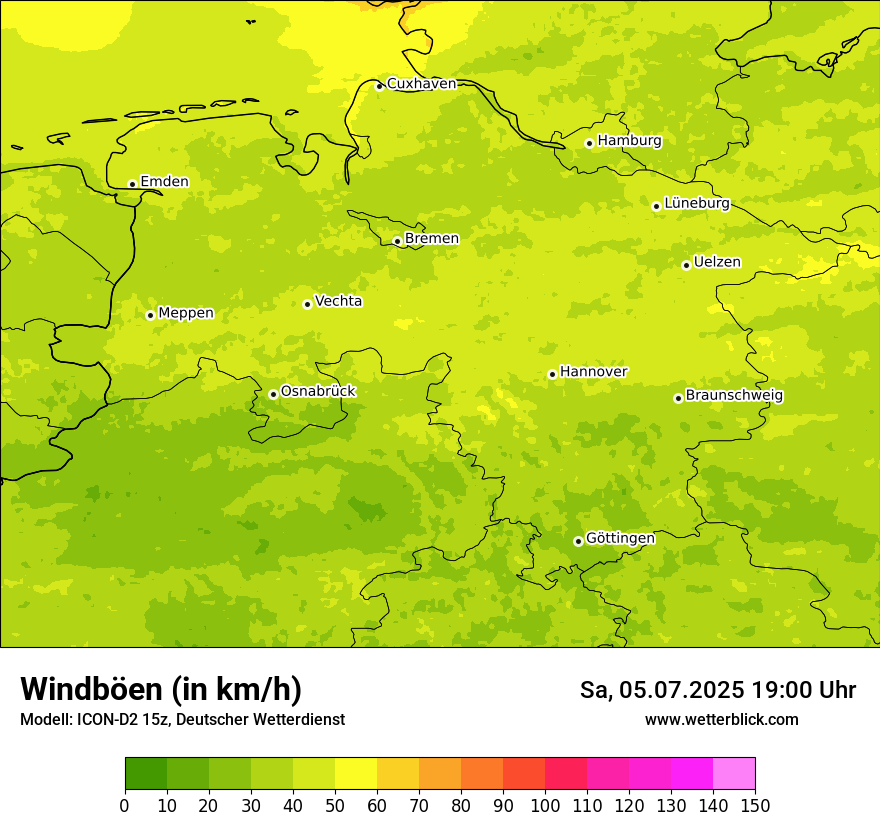 Modellkarten Windgeschwindigkeit