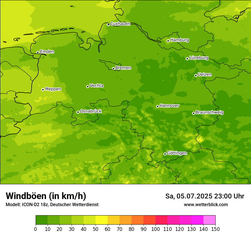 Modellkarten Windgeschwindigkeit