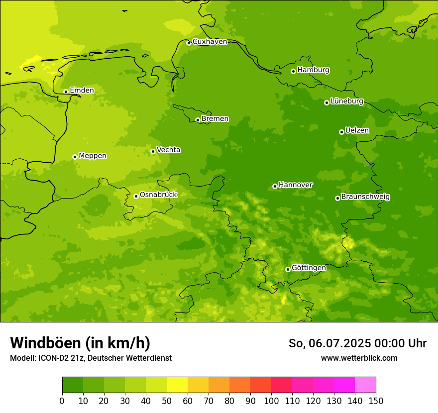 Modellkarten Windgeschwindigkeit