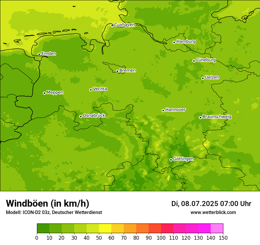 Modellkarten Windgeschwindigkeit