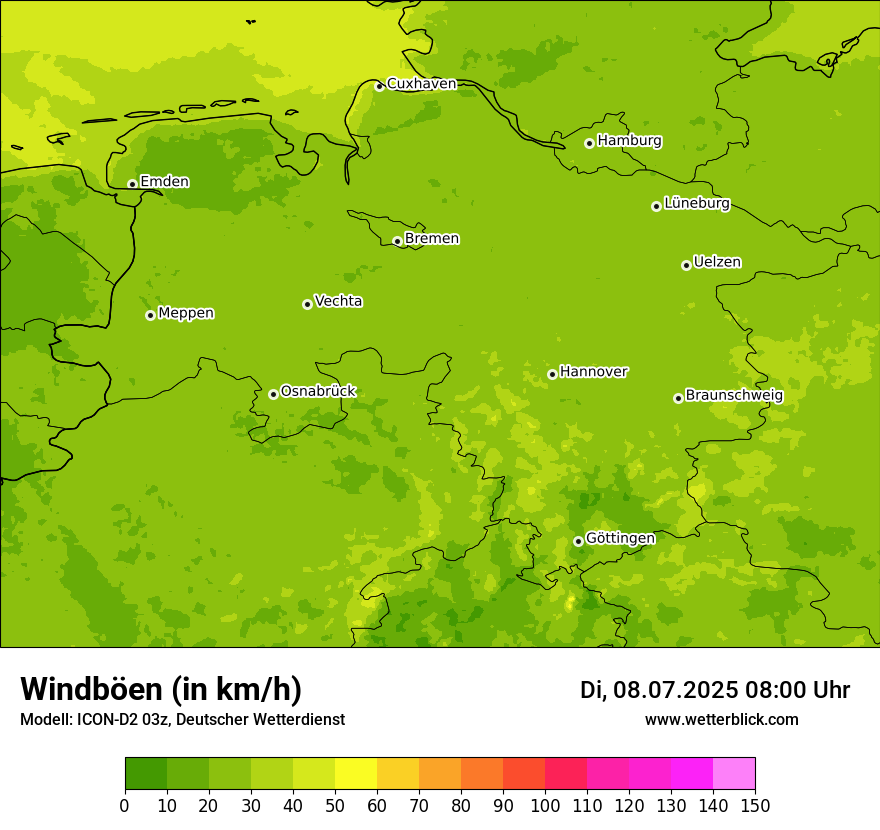 Modellkarten Windgeschwindigkeit