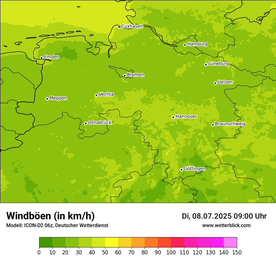 Modellkarten Windgeschwindigkeit