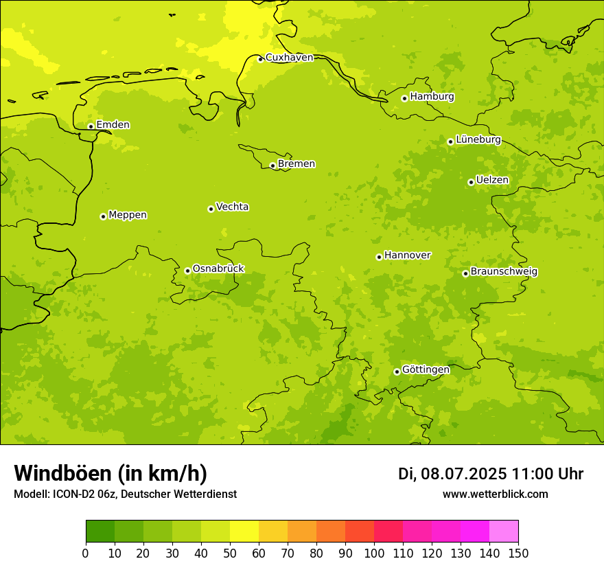 Modellkarten Windgeschwindigkeit